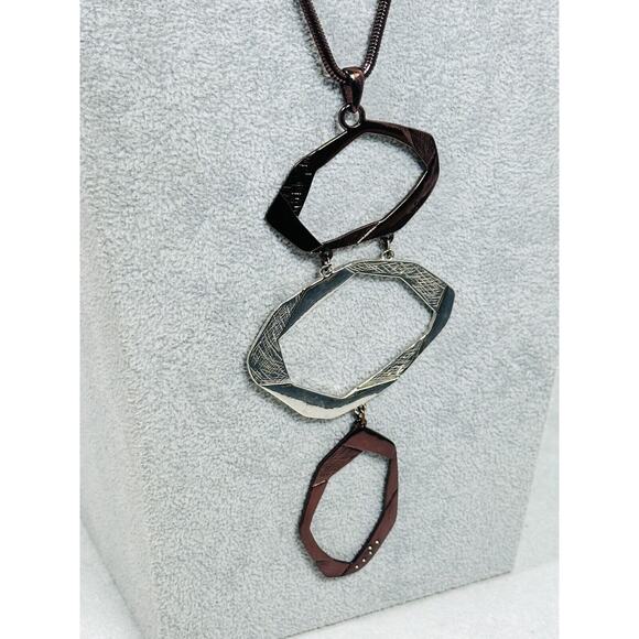 Chico's Jewelry - Chicos Necklace Asymmetrical Geometric Rhinestone Mixed Tone 46" Modern Jewelry